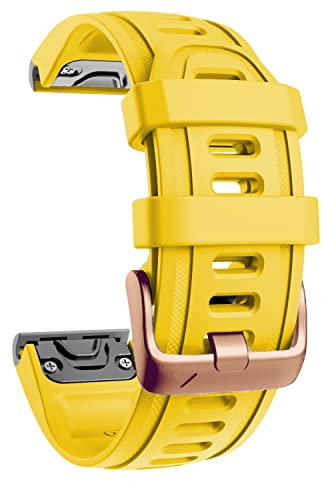 Fleshy Leaf QuickFit 20mm Watch Band Compatible with Garmin Fenix 7S 5S/ 5S Plus, 6S/ 6S Pro, D2 Delta S, Descent Mk2S - Silicone Replacement Strap Bracelet Wristband-SmartWatch(Yellow)