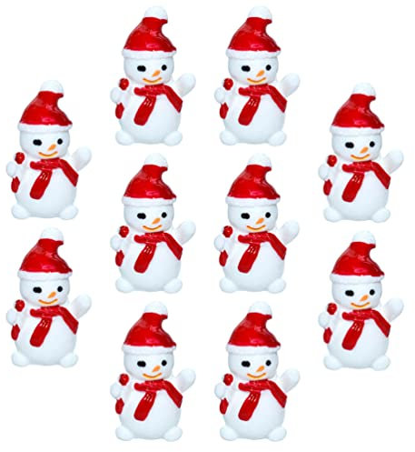 NUOBESTY 10stücke Weihnachts Mini Schneemann Harz Dekoration Schneemann Figuren Ornament Mini DIY Ornamente