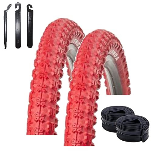 2 x Kenda 20 Fahrradreifen K-50 BMX Decke in rot 57-406 - (20 x 2.125) + 2 passende DV Schläuche inkl. 3 Reifenheber