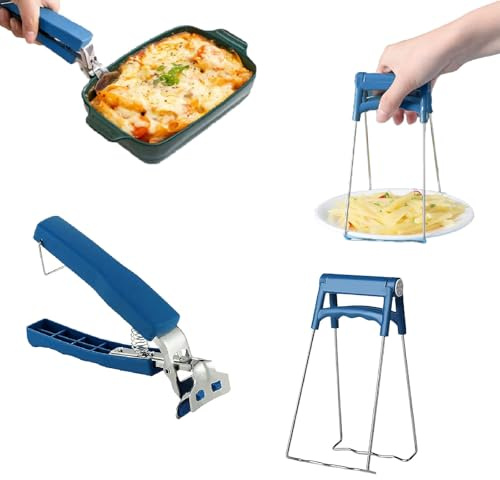 Retriever Zange & Retriever Zange Clip, 2 Teiliges Edelstahl Teller Greifer Set, Anti-Hot Dish Gripper, Rutschfester Griff zum Greifen von Gegenständen aus Dampfgarern,Heißluftfritteusen oder Backöfen