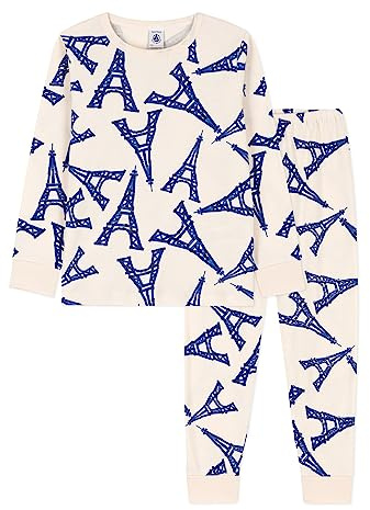 Petit Bateau Jungen Pyjama, Weiss Avalanche / Mehrfarbig, 4 Jahre