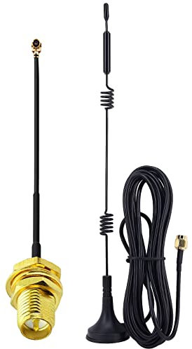 YILIANDUO Dualband WiFi Antenne 9dBi 2.4G/5.8G 5GHz Magnetfuß RP SMA Stecker Antenne + IPX U.FL auf RP-SMA Buchse Kabel 10CM für Intel Fenvi Wireless Mini PCI Express PCIE-Netzwerkkartenadapter