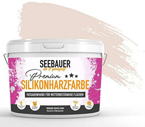 SEEBAUER diy Silikonharz-Fassadenfarbe Beige 300ML für Außen (No. 005 Orchid Dream) Selbstreinigende Fassadenfarbe mit Lotuseffekt - Geeignet für Putz, Mauerwerk und Beton