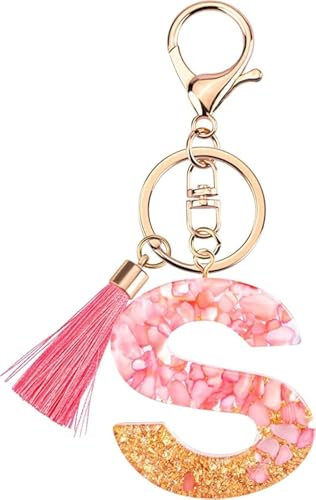 Rohans Porte-clés lettre initiale en résine rose et or avec fermoir mousqueton, s, taille unique