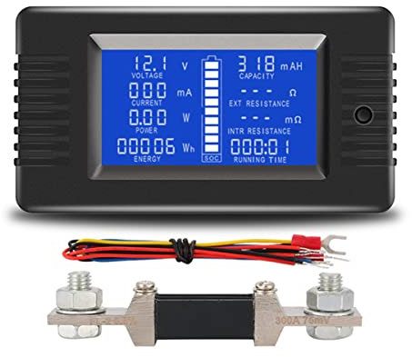 Bahderaus PZEM015 Digital DC 0-200V Voltage Current with 300A Shunt Car Battery Tester Voltage Meter Monitor 12V 24V 48V