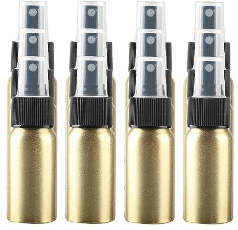 BPZXL 24 Piezas Rellenables 30ml Oro Botella de Aluminio con Bomba en Negro,Niebla Fina Atomizador, para Perfumes Cosméticos Viajes y rtículos de Agua Cosmético