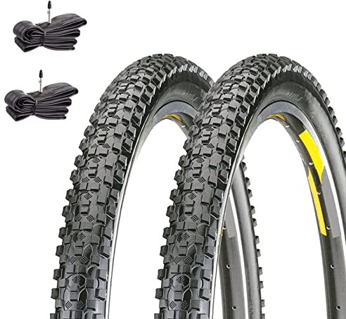 ECOVELO 2 neumáticos MTB 29 x 2,10 + cámaras con válvula Presta neumáticos montados para bicicleta de montaña, goma rígida Cross Country