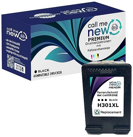 callmenew Premium DRUCKER Tinte PATRONE Remanufactured kompatibel für HP 301XL schwarz Deskjet 1050 2540 2050 A 3050 Envy 4500 4504 5530 mit Füllstandsanzeige
