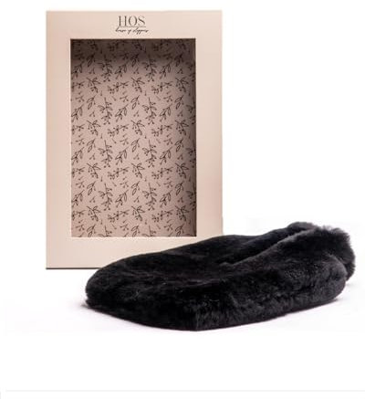 HOS Sheepskin IRIS 100% Real Sheepskin Cover With Hot Water Bottle and Gift Box Included Black