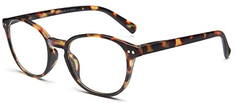 SKYWAY Blue Light Blocking Reading Glasses with Spring Hinges, Round Computer Gaming Readers Women Men Lightweight Anti Glare, Non-Prescription Glasses (+1.5, Tortoise)