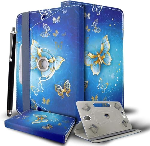 7inch Tablet Case - Universal PU Leather Stand Folio Case Cover for All 6,6.8,7 Tablets, Fit for Kindle eReaders Fire Tablet- Kobo/Voyaga/Lenovo/Sony E-Book/iPad Mini 5 4 3 2 1 (Butterfly Gold)