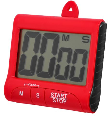 ABOOFAN Minuteur De Cuisine Numérique avec Écran LCD Grand Alarme Forte Et Support Magnétique Timer Pratique Rouge pour Cuisiner Et Activités Programmées