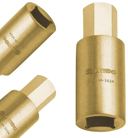 WEDO Non-sparking Internal Hexagon Socket,1/4Drive x 7mm,6-Point Metric Socket,Length 55mm,Socket for Easy Removal of Shaft Nuts,Aluminum Bronze,DIN Standard,BAM & FM Certificate