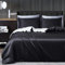 Sedefen Satin Bettwäsche 200x200cm Schwarz Weiß Luxus Seide Glanzsatin Wendebettwäsche Set Glatt Glänzend Seidig Bettbezug Sommer Uni Deckenbezug mit Reißverschluss und 2 Kissenbezug 80x80cm