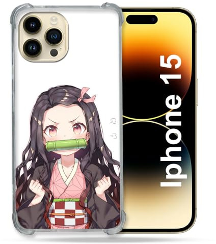 Cokitec Verstärkte Schutzhülle für iPhone 15 (6,1 Zoll), Manga Demon Slayer Nezuko
