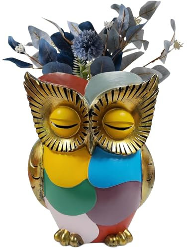 Lustige Blumentöpfe,Eule Pflanzgefäß Skulptur, Blumentopf mit Gesicht,Vase Bunt Modern 16.2cm,Übertöpfe für Zimmerpflanzen für Kreative Dekoration als Geschenk & Home Decor