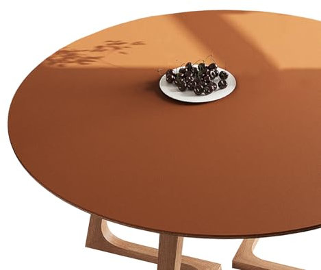 CIEEIN CIEHT PU Tischdecke Tischmatte Schreibtisch Tischfolie Schutzfolie Tischfoli Tischschutz Matte Single Side Wasserdicht Braun Rund 90cm