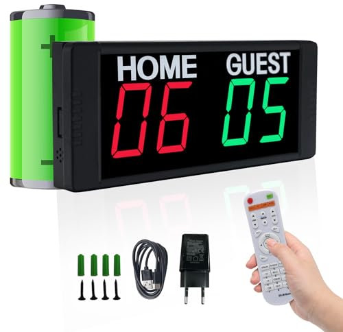GAN XIN Digitale Anzeigetafel mit Fernbedienung 1.5 Zoll LED Anzeigetafel Scoreboard für Basketball, Fußball, Volleyball