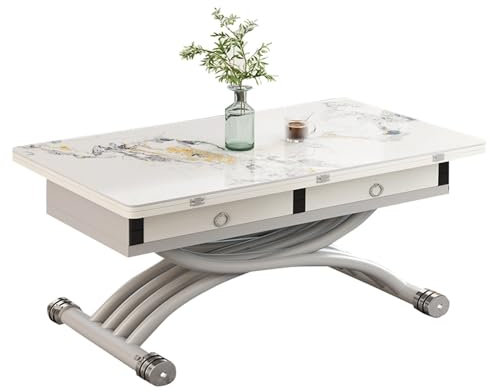 KUNOGH(小さな店) Lift-Up-Tisch, Aufbewahrung Couchtisch 6 Stile Heben Couchtisch und Esstisch All-in-One Multifunktional Abnehmbar mit vier Schubladen Gr, 100 x 57 x (33-76) cm, 6 Colors