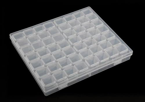 Caja de almacenamiento para pintura de diamantes, caja de plástico para bordado de diamantes, caja de clasificación de bordado de diamantes con tapa para piezas pequeñas (56 compartimentos)
