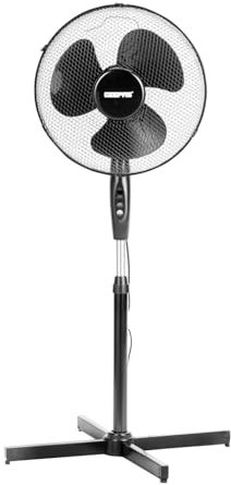 GEEPAS 16” Pedestal Free Standing Cooling Fan | 3 Speed 3 Blades Wide Angled Oscillation | Pivoting Head & Adjustable Height | Powerful Airflow Floor Fan | Home Office Use, 1 Year Warranty Black 45W
