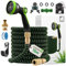 Fepro® Flexibler Gartenschlauch mit 10 Funktion 15m Premium, Wasserschlauch flexibel mit 3-Fach Latexkern inkl. Vollmessing Adapter für 1/2' 3/4' Zoll, Tasche, 2-Wege Ventil und Wandhalterung