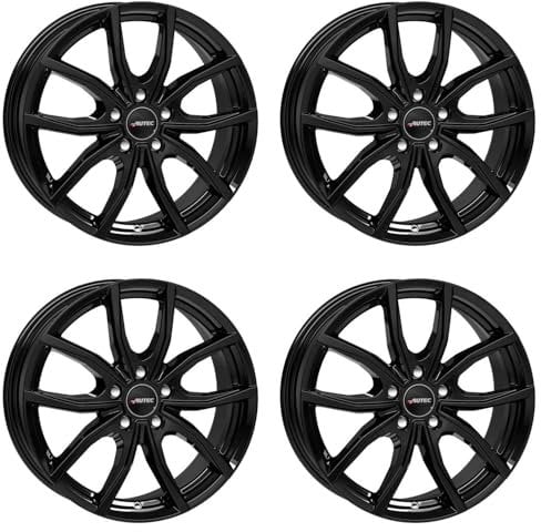 4x AUTEC Felgen Alufelgen VIDRON 6.0x15 ET43 5x112 Schwarz kompatibel mit VW Caddy Golf VIII Touran Golf VI Golf V Golf VII Jetta