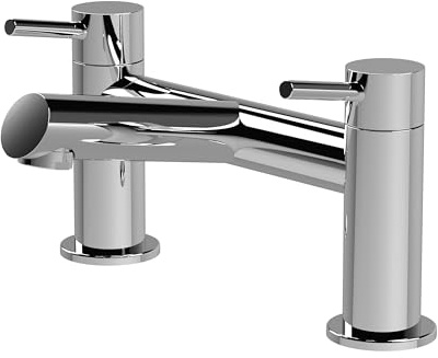 Balterley Bath Filler Tap, Deck Mounted Bathroom Tap Mixer Filler with Dual Lever Handles, Round Body Bathroom Taps, Round Spout Waterfall Bath Mixer Taps - 228 x 156 x 119 mm (Chrome)