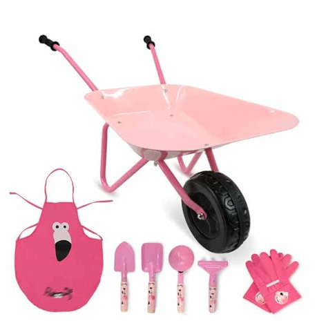 YHWKGZ Schubkarre, Ganzeisen-Handwagen, Kindergarten-Karre Schiebkarre, Mehrzweckwagen for Spielen Mit Erde, for Den Rasen Im Innenhof(Pink)