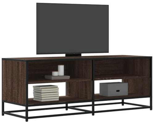 Sufrk Meuble TV Chêne Marron 120,5 x 40 x 46 cm Multicouche et métal Meuble TV Meuble TV Meuble TV Meuble industriel Table basse Vintage Console pour salon