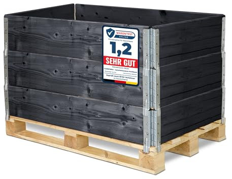 Garronda Holzaufsatzrahmen für Palette Aufbewahrungskiste aus Holz Palettenaufsatzrahmen Holzkiste (ohne Palette) Anthrazit 3 Stück 120x80x20 cm GD-0096
