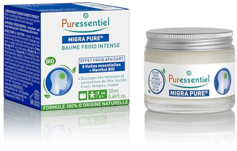 Puressentiel Headache Balm 20ml with 8 Essential Oils 7 Years+ | Naturally soothe tension in forehead, temple with immediate long-lasting cooling effect. 100% natural formula. Travel size
