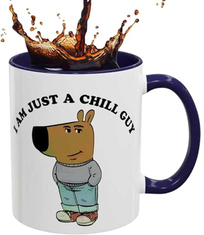 Generisch Keramiktasse I'm Just A Chill Guy, Kaffeetasse mit Hundemuster, 350 ml Keramiktasse, kreative Keramik-Kaffeetasse für Freunde, Neujahr