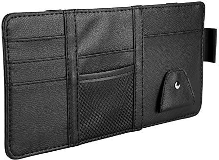 TOUISEDGI Car Sun Visor Card Organizer Glasses Clip Multifunctional Storage Bag Black for Easy Access