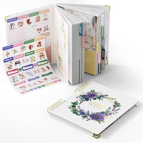 ABC life Wedding Planner Book Organiser, The Wedding Planning Book for UK Bride with 10 Themes, Engagement Gifts for Couples, Personalised Wedding Countdown Notebook for Your Special Day - Leaf