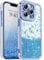 Ethanger for Sparkling Gradient Glitter Case for iPhone 13 Pro Max, Crystal Rhinestone Border Heart Back Cover for Girl Women Shockproof Soft TPU Cover for iPhone 13 Pro Max, Blue