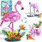 HOGOKIDS 3-en-1 Animaux Roses : Flamant Rose, Lapin et Dauphin – Jouet de Construction avec Fleurs – Set Créatif de 558 Pièces pour Filles et Garçons dès 6 Ans – Cadeau d’Anniversaire ou de Pâques