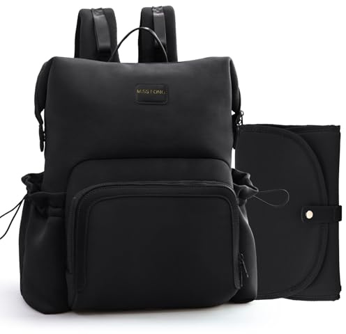 MISS FONG Wickeltasche, Rucksack, Babytasche, Neopren, Baby-Wickeltaschen, Wickeltasche, Mutterschaft, Reisetasche, großes Fassungsvermögen, mit Wickelunterlage, Kinderwagen-Rucksack, isolierte