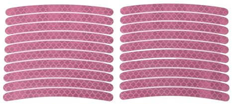 Partuto Bogen Radfelge Aufkleber 20Stk Neon Rosa Reflektierend PET | Größe 9x0.7cm, Passend für 14-22 Zoll Felgen, Muster Rhombus, Universal für Fahrzeuge, Wasserfest, UV-beständig
