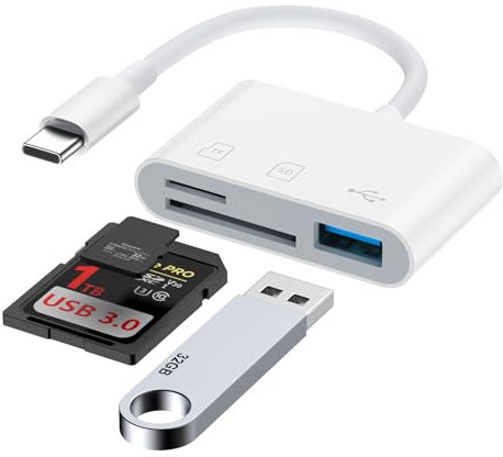 SD Kartenleser USB C SD Card Reader,USB C Kartenleser für Micro SD/SD Speicherkarten,Kartenlesegerät SD Karten Adapter für iPhone 16/15,Galaxy S25/S24 Ultra,iPad Pro/iPad Air,MacBook Pro