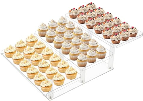 Fhmidic 3 Etagen Cupcake Ständer, Acryl Etagere 3-stöckig Cupcake Turm Ständer für 50 Cupcakes, Cupcake Halter Dessert-Gebäckturm Obst Muffinständer für Hochzeiten Geburtstage Mottoparty Baby-Shower