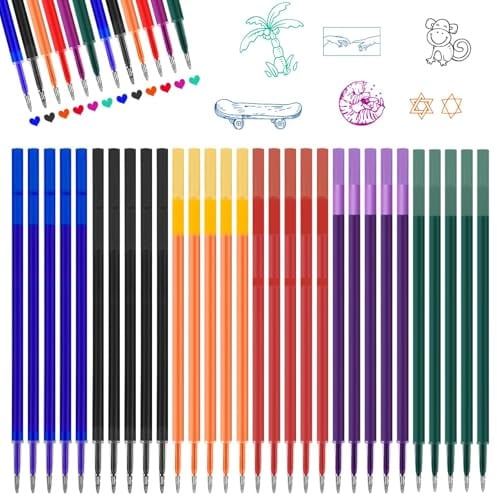 30 Pezzi di Ricariche Cancellabili, Compatibili con Legami,0,7mm,13 cm | Blu, Nero, Rosso, Verde, Viola, Arancione - Refill per Penna Gel Cancellabile, Ricariche per Legami Penne
