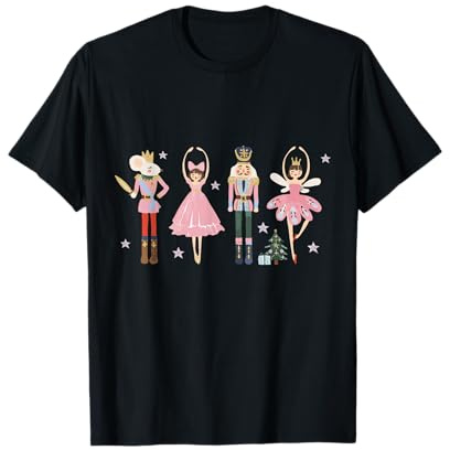 Vintage Pink Nutcrackers Ballet Sugar Plum Fairy Girl Xmas T-Shirt
