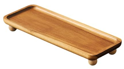 PANGBOER Plateau décoratif en bois avec pied haut pour salle de bain