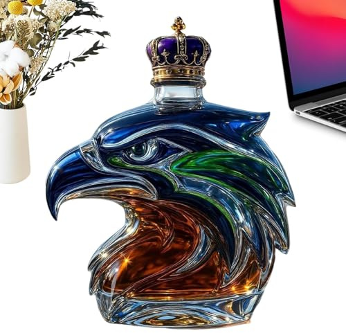 Dmuzsoih Eagle Shape Whiskey Bottle, Noble Glass Wine Storage Tank Empty, Whiskey Eagle Glass Decanter, Liquor Bottle, Decorative Glasss Decanter for Lovers, Dad, Husband and Boyfriend