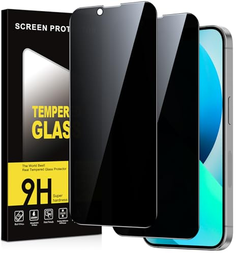 Micnkifo Protector Pantalla Privacidad para iPhone 13 2 Piezas,Anti Espía Cristal Templado,Anti-Espía Vidrio Película,9H Dureza,Anti-Arañazo,Sin Burbujas,Privacy Screen Protector