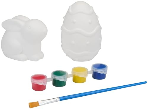 Osterdeko Ostern Deko zum Basteln für Kinder Gipsfiguren Ostereier zum Bemalen Färben Set Osterhasen Figuren Osterfiguren Eier Bastelset Geschenke Osterbasteln Osterdekoration DIY (Hase & Ei 2er Set)