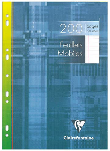 Clairefontaine 1756C Ringbucheinlagen Packung (mit 100 DIN A4, 21 x 29,7 cm, liniert mit Rand, 90g, ideal für die Schule) weiß