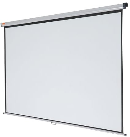 Nobo Wall & Ceiling Mount Projection Screen, Portable Lightweight Hanging Matte White Projector Surface, Wide Screen, Adjustable Height, Manual Pull Down, 2350x1760mm, 1902394
