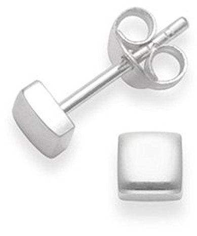 Heather Needham Sterling Silver Square Stud Earrings - HIGH POLISH. SIZE: TINY 4mm x 2mm thick. MUCH SMALLER THAN PHOTO. Gift boxed B41HN/5333